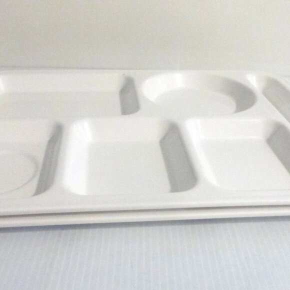 2x WHITE Texas Ware Melamine Ware DINNER TRAYS Vintage Serving Tray TV DINNER - Picture 2 of 5